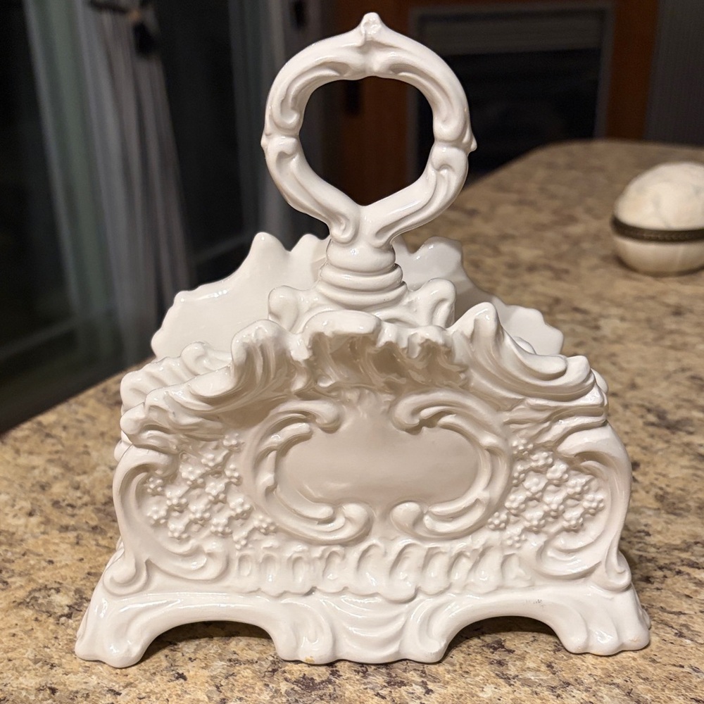 Elegant White Ceramic Napkin Holder